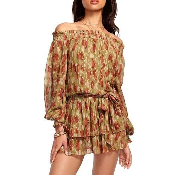Ramy Brook A0822302 Women Sz M Clover Multi Sallie Off-Shoulder Mini Dress - Picture 1 of 13